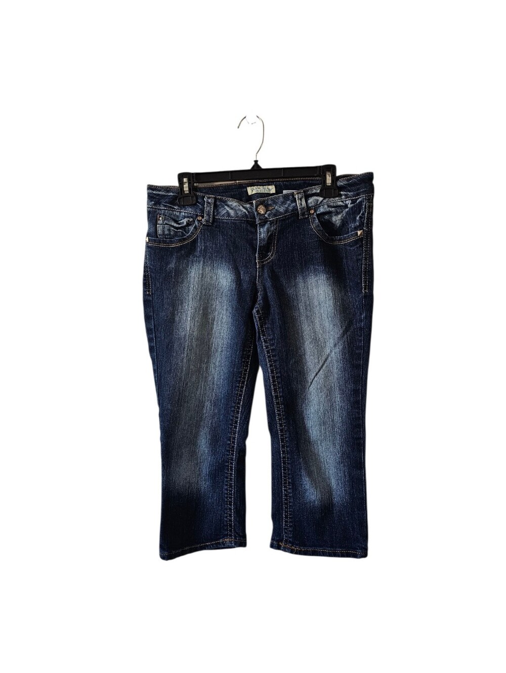 Paris Blues Vintage Y2K Denim Capris Size 11 Dark Wash Cropped Jeans Low Rise - Picture 1 of 7